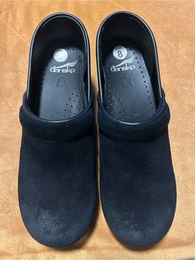 Dansko Black Suede Slip-On Clogs